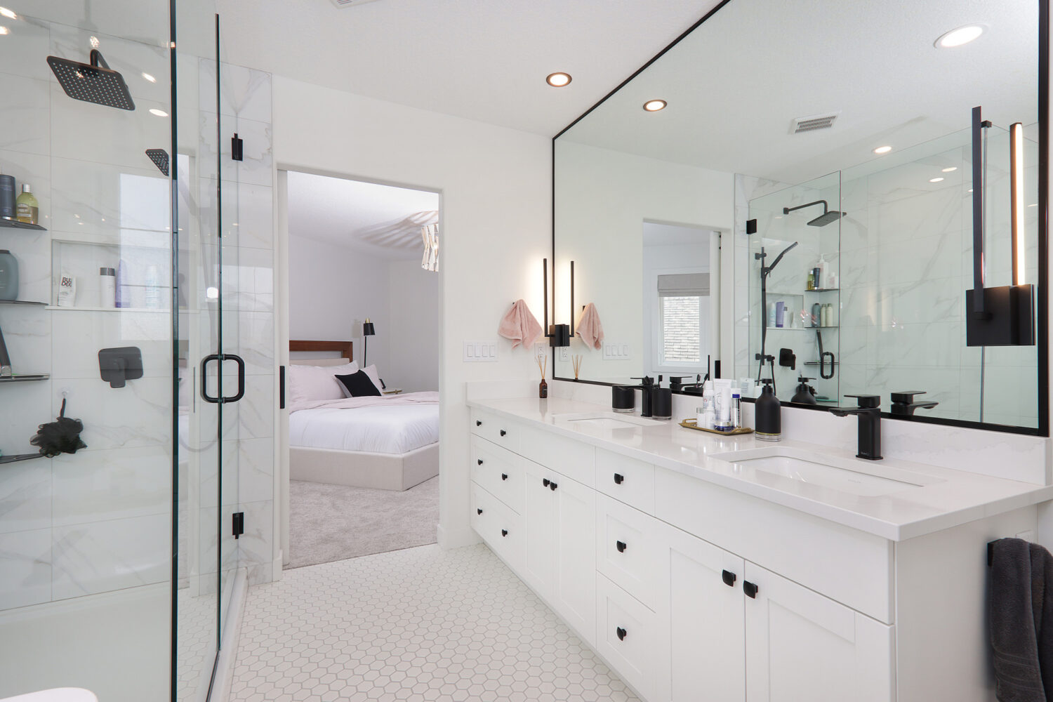 Modern Black & White Bathroom Renovation - Mode Built Edmonton